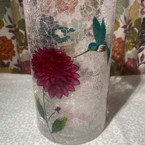 New - Yankee Candle J/H Garden Crackle Hummingbirds and Flowers - Retired Piece